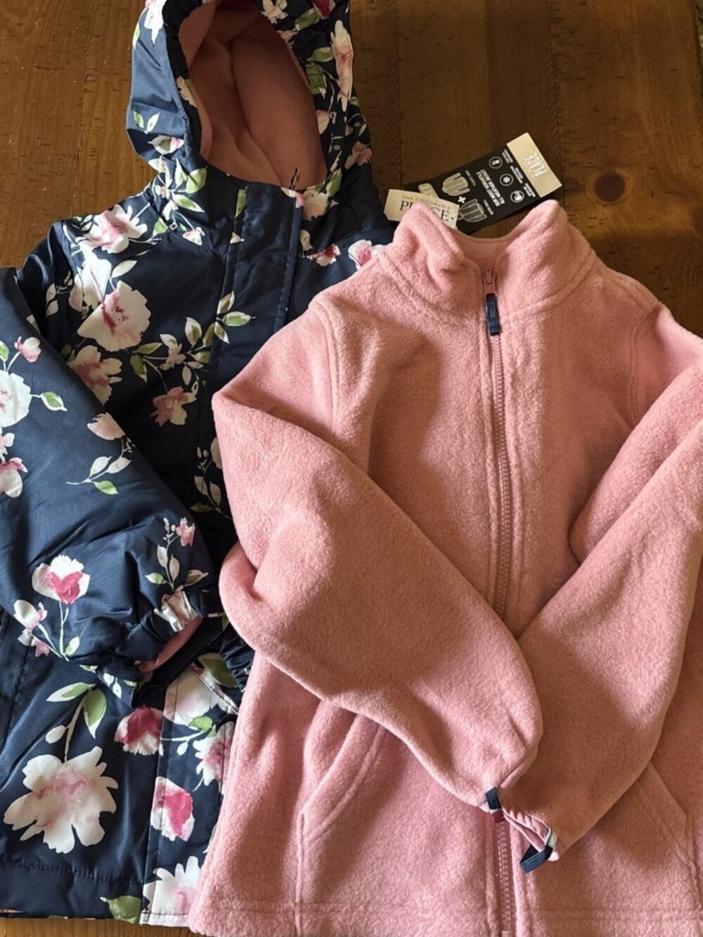 The Children’s Place 3 In 1 Blue Floral Jacket Pink Interior Fleece Size M 7/8